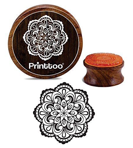Printtoo Handwerk Textile Runde Stempel Holz Stempel Blumen Mandala Muster Schrott-Buchung-5 Zoll von Printtoo