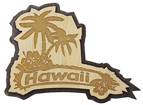Printtoo Hawaii US gravierte hoelzerne Sammlerstuecke Geschenk Kuehlschrank Magnet Souvenir von Printtoo