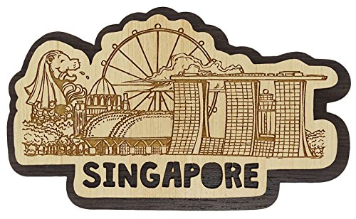 Printtoo Holz graviert Kuehlschrankmagnet Singapur Souvenir Collectibles Geschenk von Printtoo