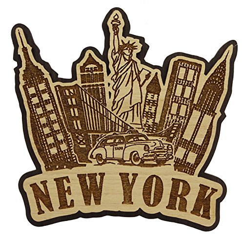 Printtoo Holz graviertes New York Kuhlschrankmagnete Andenken - Geschenk von Printtoo