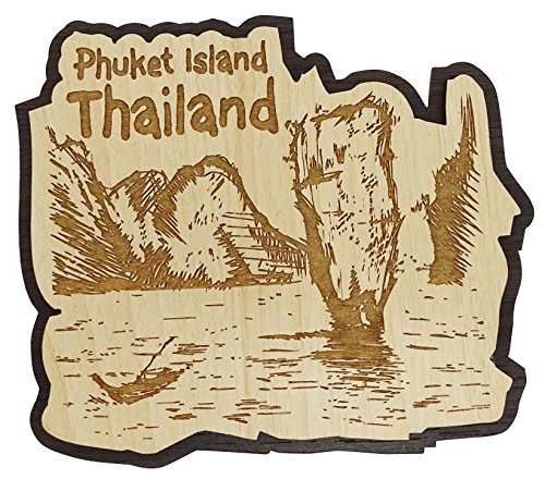 Printtoo Phuket Insel Thailand Holz graviert Kuehlschrankmagnet Souvenir Geschenk von Printtoo