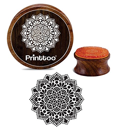 Printtoo Runde Mandala Holz Stempel Schrott-Buchung Craft Textile Stamp-4 Zoll von Printtoo