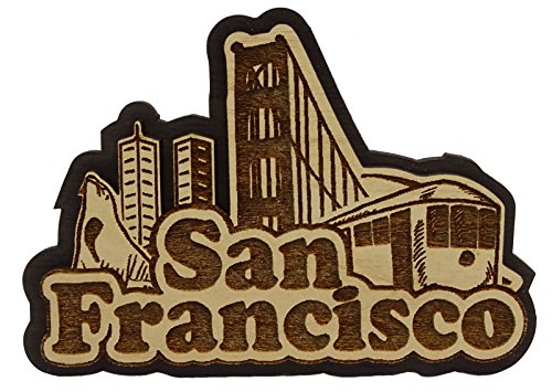 Printtoo San Francisco Holz graviertes holzernes Kuhlschrankmagnete Andenken - Geschenk von Printtoo