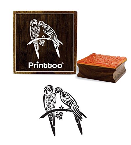 Printtoo Scarp-booking Platz Papagei Vogel Muster Brown Holz Stempel-2 x 2 Zoll von Printtoo