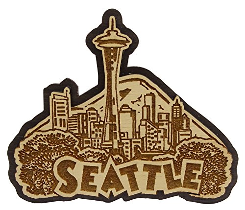 Printtoo Seattle - Holz graviert Kuhlschrankmagnete Souvenir - Geschenk von Printtoo