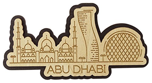 Printtoo Souvenir Collectibles Abu Dhabi Stadt von Dubai Gravierte Holz Kuehlschrankmagnet von Printtoo