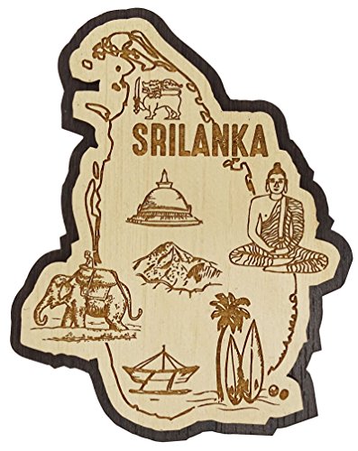 Printtoo Souvenir Geschenk Collectibles Sri Lanka Karte gravierte Holz Kuehlschrankmagnet von Printtoo