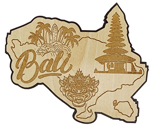 Printtoo Souvenir Holz Bali Karte eingraviert Kuehlschrankmagnet Collectibles Geschenk von Printtoo