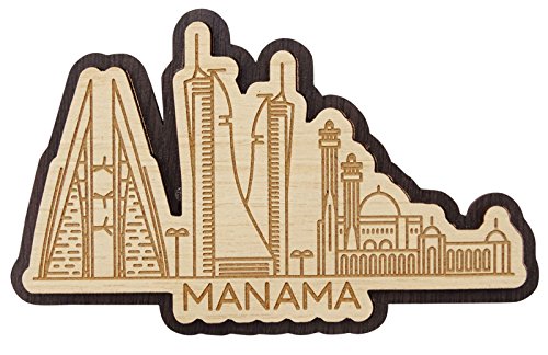Printtoo Souvenir eingraviert aus Holz Manama Bahrain City Kuehlschrankmagnet Home dekorative von Printtoo