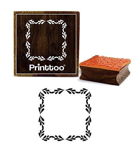 Printtoo Square Leaf Border Rahmen Holz Stempel Scrap-Buchung Craft Textile-2 x 2 Zoll von Printtoo