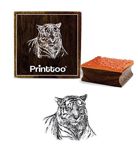 Printtoo Tiger Gesicht Muster Square Holz Stempel Crafting Textile Briefmarken-2 x 2 Zoll Printtoo Tiger Gesicht Muster Square Holz Stempel Crafting Textile Briefmarken-2 x 2 Zoll von Printtoo