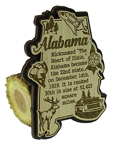 Printtoo USA - Alabama - Staats - Karten - holzerner Magnet - Andenken - Kuhlraum - Magnet - Geschenk von Printtoo