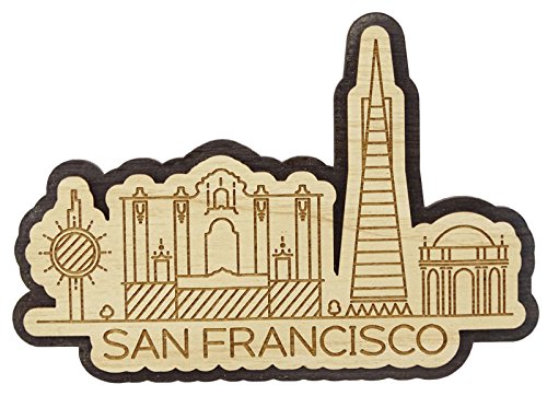 Printtoo graviert hoelzerne Kalifornien San Francisco City Souvenir benutzerdefinierte Kuehlschrank Magnet von Printtoo