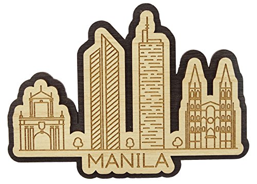 Printtoo gravierte hoelzerne Andenken, die Manila Philippinen Stadt-Kuehlschrank-Magneten darstellen von Printtoo