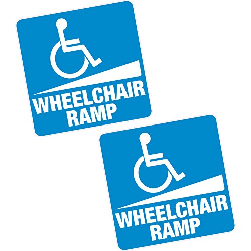2 x Rollstuhl Rampe Vinyl Aufkleber 15,2 cm 150 mm Sq. Blue Badge Home Shop motability von Printwhizz Ltd