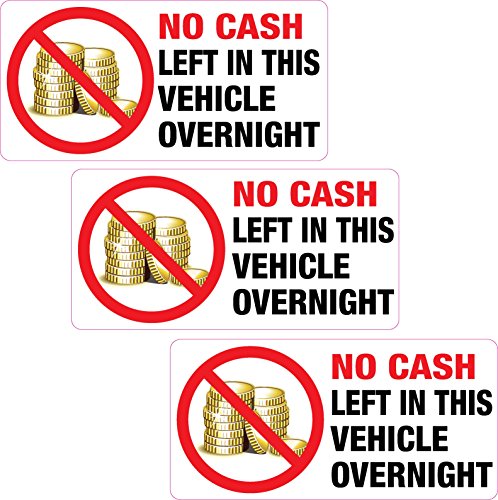 3 x No Cash Left in This Vehicle Overnight Aufkleber bedruckt Vinyl Label Taxi Van von Printwhizz Ltd