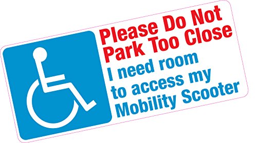 Auto-Aufkleber mit Aufschrift „Do Not Park Too Close“ für Elektromobil und Behinderten, Blau von Printwhizz Ltd