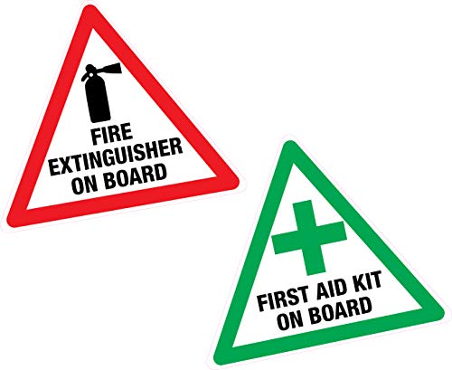 Erste Hilfe & Feuerlöscher an Bord Set 2 x Vinyl Aufkleber Etikett Taxi Van Bus von Printwhizz Ltd