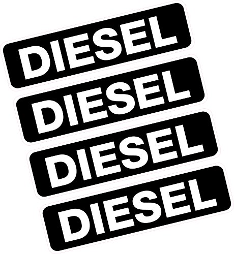 Printwhizz Ltd Farbig Minimalistische Diesel-Aufkleber, 4x (75 mm x 20 mm), Hochwertiger Farbdruck, Wetterfest, Innen & Außen, 33 Gramm von Printwhizz Ltd