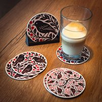 Berry Zweig Vogel Untersetzer Set - 6 Mit Halter 3D Gedruckt Pla Berry Zweig Vogel Untersetzer Set - 6 Mit Halter 3D Gedruckt Pla von PrintyCityDesigns