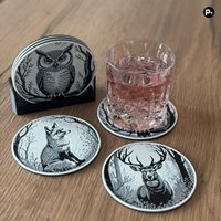 Waldtier-Untersetzer-Set 3D-Gedrucktes Walddesign Mit Halter von PrintyCityDesigns
