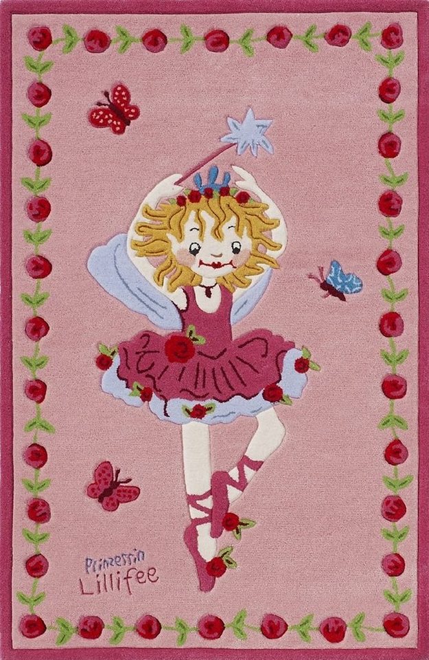 Kinderteppich LI-2200-01, Prinzessin Lillifee, rechteckig, Höhe: 10 mm, Konturschnitt, brillante Farben, Kinderzimmer von Prinzessin Lillifee