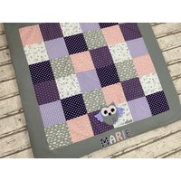Babydecke/Krabbeldecke Patchwork Eule Krd3083 von PrinzessinImGlueck