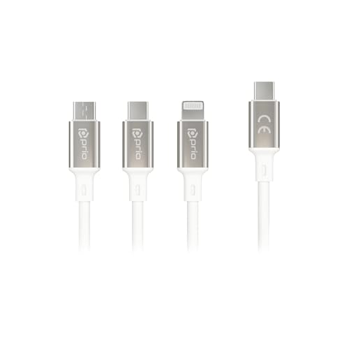 Prio 3 in 1 Micro USB & USB C & Lightning auf USB C Kabel 3A 1,2m weiß Prio 3 in 1 Micro USB & USB C & Lightning auf USB C Kabel 3A 1,2m weiß von Prio