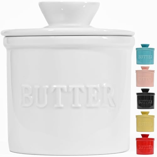 PriorityChef Französischer Buttertopf mit Deckel, hält Butter streichbar und frisch, Butterbehälter zum Ablassen auf der Theke, französische Butterdose, perfekt für Brot und Toast, ideales von PriorityChef