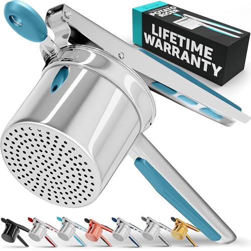 PriorityChef große Kartoffelpresse mit 425 ml, robuster Edelstahl-Kartoffelstampfer und -presse, Küchenhelfer, Press- und Stampf-Küchenhelfer für perfektes Kartoffelpüree – jederzeit, Silber und von PriorityChef