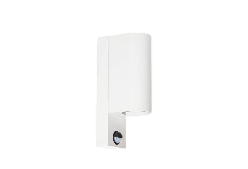 Prios Außen-Wandleuchte Tetje, Metall, Weiß IP65mit Bewegungsmelder, 2 x 10 W LED von Prios