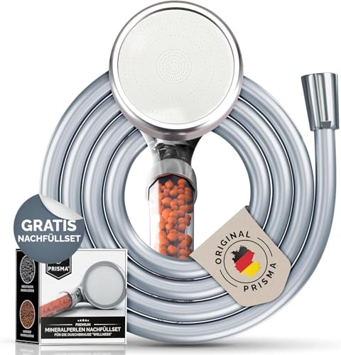 Prisma Handbrause mit Schlauch 125cm PVC Made in Germany - Wassersparender Duschkopf mit Schlauch Handbrause Duschbrause mit Duschschlauch von Prisma