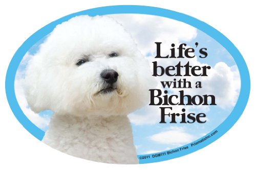 Prismatix Decal Hunde-Magnete, Bichon Frisé – Life's Better with a Bichon Frisé – starker, langlebiger Auto- oder Kühlschrankmagnet, Aufkleber mit hellen Farben, tolles Geschenk für Hundemutter oder von Prismatix Decal