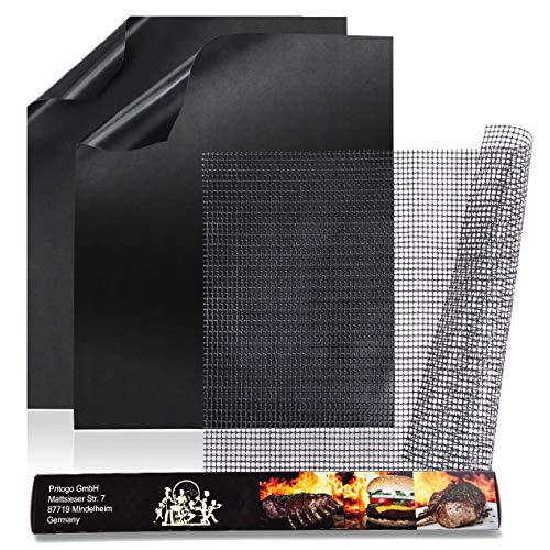 Pritogo BBQ Grillmatte 3er-Set (40 x 33 cm) Backofen Holzkohle Elektro Gas Wiederverwendbar Backmatte zuschneidbar von Pritogo