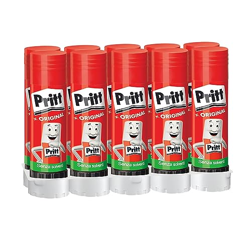 Pritt Klebestift, sicherer und kinderfreundlicher Kleber für Kunst und Bastelarbeiten, starker Klebstoff für Schule & Bürobedarf, 10x43g Pritt Stift von Pritt