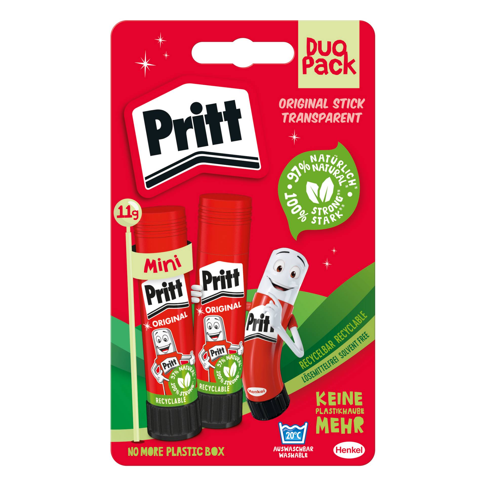 Pritt Bastelkleber 'Klebestift Original' transparent 2 x 11 g von Pritt
