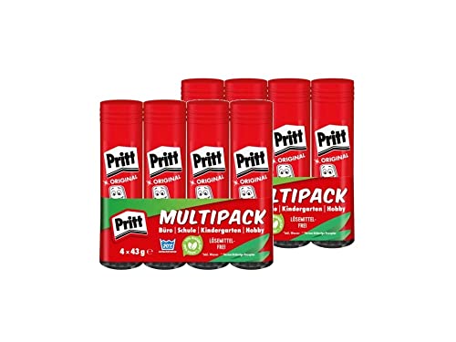 Pritt Klebestift, sicherer und kinderfreundlicher Kleber für Kunst und Bastelarbeiten, starker Klebstoff für Schule & Bürobedarf, 2x4x43g Pritt Stift von Pritt