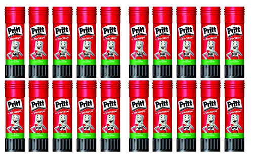 Pritt Klebestift, sicherer und kinderfreundlicher Kleber für Kunst und Bastelarbeiten, starker Klebstoff für Schule & Bürobedarf, 43g Pritt Stift (20er Pack) von Pritt