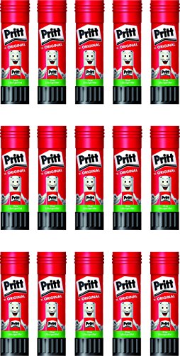 Pritt Klebestift, transparent, auswaschbar, ablösbar, ohne Lösungsmittel, 43 g (15 Stück) von Pritt