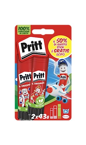 Pritt Klebestift 2 x 43 g, Kleber für Kinder, sicher und zuverlässig, Kleber Pritt für Bastelarbeiten und Heimwerken, mit starkem Halt für Schule und Büro, 2 Sticks x 43 g von Pritt