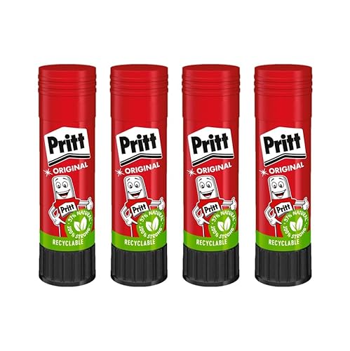 Pritt Klebestift 22g (4er-Pack), sicherer und kinderfreundlicher Kleber für Kunst und Bastelarbeiten, starker Klebstoff für Schule & Bürobedarf von Pritt