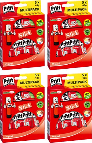 Pritt Klebestift 5 x 43 g, transparent, Klebstoff ohne Lösungsmittel (4,) von Pritt