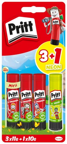Pritt Klebestift Design-Motiv Set, sicherer und kinderfreundlicher Kleber für Kunst und Bastelarbeiten, starker Klebstoff für die Schule, 3x11g original und 1 x 10g bunter Pritt Stift, 9H PBS4B Pritt Klebestift Design-Motiv Set, sicherer und kinderfreundlicher Kleber für Kunst und Bastelarbeiten, starker Klebstoff für die Schule, 3x11g original und 1 x 10g bunter Pritt Stift, 9H PBS4B von Pritt