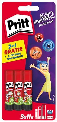 Pritt Klebestift "Paw Patrol", Set mit 3 x 11g Klebestiften und 6 Paw Patrol Tattoos, sicherer und kinderfreundlicher Kleber für Kunst und Bastelarbeiten, starker Klebstoff für die Schule, 9H PGS5B von Pritt