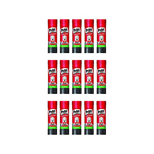 Pritt Klebestift Sparpack/Klebstoff ohne Lösungsmittel/Wasserlöslich bei Niedrigtemperatur/Klebestifte für Kinder Klebestift, mittel (15x22g, Klebestift) von Pritt