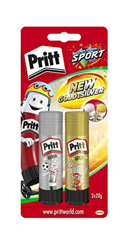 Pritt Klebestifte gold und silber, sicherer und kinderfreundlicher Kleber für Kunst und Bastelarbeiten, starker Klebstoff für Schule & Bürobedarf, 2x20g Pritt Stift von Pritt