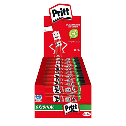 Pritt Klebestift, sicherer und kinderfreundlicher Kleber für Kunst und Bastelarbeiten, starker Klebstoff für Schule & Bürobedarf, 25x11g Pritt Stift von Pritt