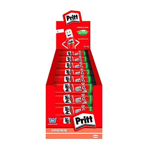 Pritt Klebestift, sicherer und kinderfreundlicher Kleber für Kunst und Bastelarbeiten, starker Klebstoff für Schule & Bürobedarf, 24x22g Pritt Stift von Pritt