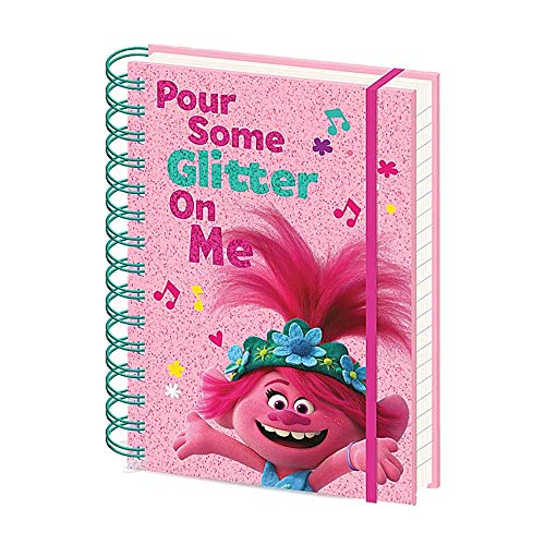 Original Trolls World Tour Poppy Pour Some Glitter Notizbuch A5 Spiralbindung Hardcover Notizbuch Notizblock von Pritties Accessories