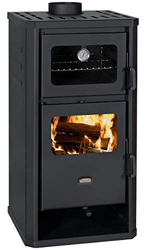 Prity Kaminofen mit Backofen - 12 kW, Schwarz, Holz, Holzbriketts, Metall, Freistehend, Direkte Entlüftung, 77,7% Wirkungsgrad, 101 kg, 49 x 46 x 93 cm von Prity